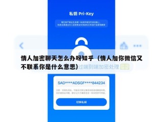 情人加密聊天怎么办呀知乎（情人加你微信又不联系你是什么意思）