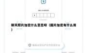 聊天照片加密什么意思呀（图片加密有什么用）