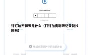 钉钉加密聊天是什么（钉钉加密聊天记录能找回吗）