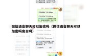 微信语音聊天可以加密吗（微信语音聊天可以加密吗安全吗）