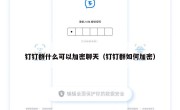 钉钉群什么可以加密聊天（钉钉群如何加密）
