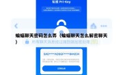 蝙蝠聊天密码怎么弄（蝙蝠聊天怎么解密聊天）