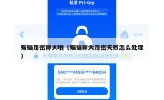 蝙蝠加密聊天哦（蝙蝠聊天加密失败怎么处理）