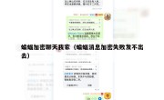 蝙蝠加密聊天我家（蝙蝠消息加密失败发不出去）