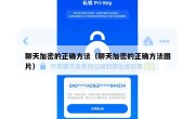 聊天加密的正确方法（聊天加密的正确方法图片）