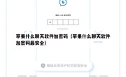 苹果什么聊天软件加密码（苹果什么聊天软件加密码最安全）