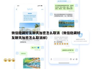 微信隐藏好友聊天加密怎么取消（微信隐藏好友聊天加密怎么取消掉）