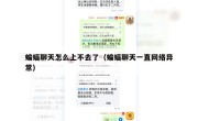 蝙蝠聊天怎么上不去了（蝙蝠聊天一直网络异常）