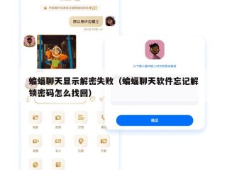 蝙蝠聊天显示解密失败（蝙蝠聊天软件忘记解锁密码怎么找回）