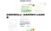 无痕网页聊天入口（无痕网页聊天入口在线观看）