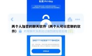 两个人加密的聊天软件（两个人可以密聊的软件）
