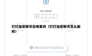 钉钉加密聊天在哪里找（钉钉加密聊天怎么解除）