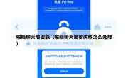 蝙蝠聊天加密版（蝙蝠聊天加密失败怎么处理）