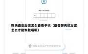 聊天语音加密怎么查看手机（语音聊天已加密怎么才能恢复听呢）