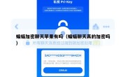 蝙蝠加密聊天苹果有吗（蝙蝠聊天真的加密吗）