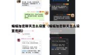 蝙蝠加密聊天怎么设置（蝙蝠加密聊天怎么设置密码）