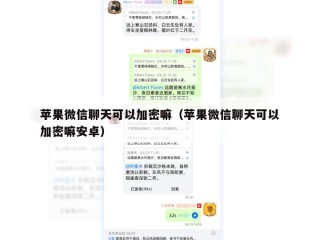 苹果微信聊天可以加密嘛（苹果微信聊天可以加密嘛安卓）