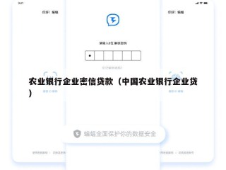 农业银行企业密信贷款（中国农业银行企业贷）