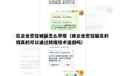 在企业密信被骗怎么举报（被企业密信骗走的钱真的可以通过网络技术追回吗）