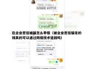 在企业密信被骗怎么举报（被企业密信骗走的钱真的可以通过网络技术追回吗）