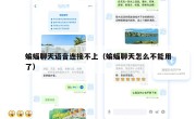 蝙蝠聊天语音连接不上（蝙蝠聊天怎么不能用了）