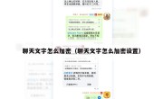聊天文字怎么加密（聊天文字怎么加密设置）