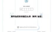 聊天加密背景图怎么弄（聊天 加密）
