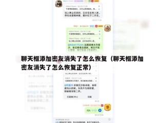 聊天框添加密友消失了怎么恢复（聊天框添加密友消失了怎么恢复正常）