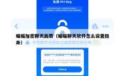 蝙蝠加密聊天画质（蝙蝠聊天软件怎么设置隐身）