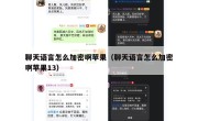 聊天语言怎么加密啊苹果（聊天语言怎么加密啊苹果13）