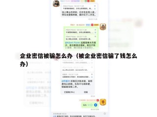 企业密信被骗怎么办（被企业密信骗了钱怎么办）