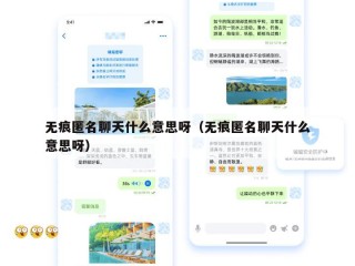 无痕匿名聊天什么意思呀（无痕匿名聊天什么意思呀）