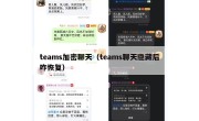 teams加密聊天（teams聊天隐藏后咋恢复）
