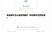 微信聊天怎么加密码图片（微信聊天怎样加密）