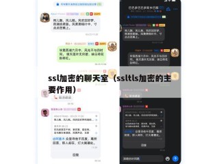 ssl加密的聊天室（ssltls加密的主要作用）
