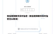 微信视频聊天实时加密（微信视频聊天实时加密怎么取消）