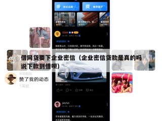 借网贷要下企业密信（企业密信贷款是真的吗说下款到借呗）