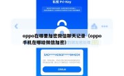 oppo在哪里加密微信聊天记录（oppo手机在哪给微信加密）