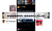 微信加密能聊天吗（微信加密的人什么心态）