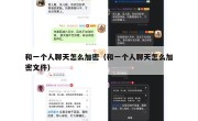 和一个人聊天怎么加密（和一个人聊天怎么加密文件）