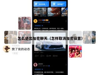怎么退出加密聊天（怎样取消加密设置）