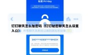 钉钉聊天怎么加密码（钉钉秘密聊天怎么设置入口）