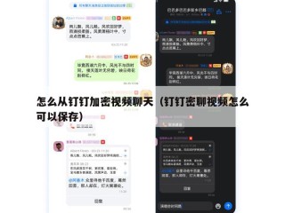 怎么从钉钉加密视频聊天（钉钉密聊视频怎么可以保存）