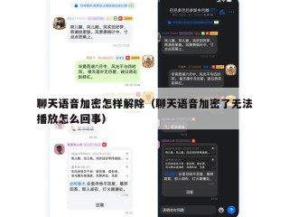 聊天语音加密怎样解除（聊天语音加密了无法播放怎么回事）