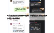 可加密的微信聊天小程序（可加密的微信聊天小程序有哪些）