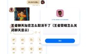 王者聊天加密怎么取消不了（王者荣耀怎么关闭聊天显示）