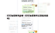 钉钉加密聊天在哪（钉钉加密聊天记录能找回吗）