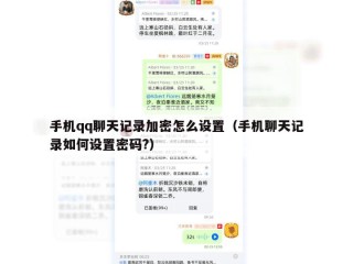 手机qq聊天记录加密怎么设置（手机聊天记录如何设置密码?）