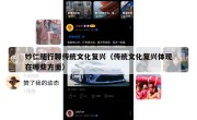 妙仁随行聊传统文化复兴（传统文化复兴体现在哪些方面）
