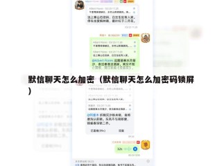 默信聊天怎么加密（默信聊天怎么加密码锁屏）